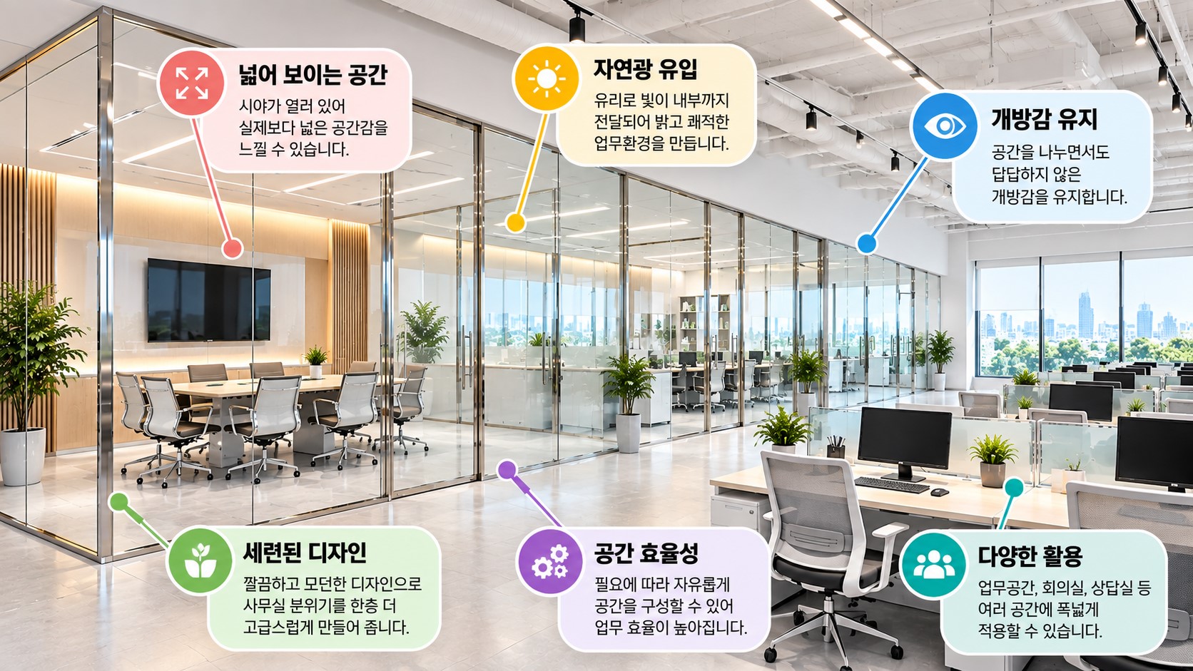 칸막이공사(유리칸막이 유리파티션 가벽칸막이 방음칸막이 샌드위치판넬) 6