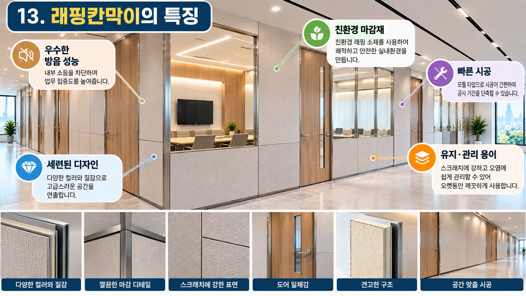 칸막이공사(유리칸막이 유리파티션 가벽칸막이 방음칸막이 샌드위치판넬) 13